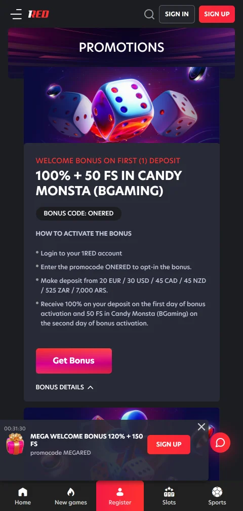 Cajero de 1Red Casino con tarjetas, billeteras electrónicas y doce criptomonedas