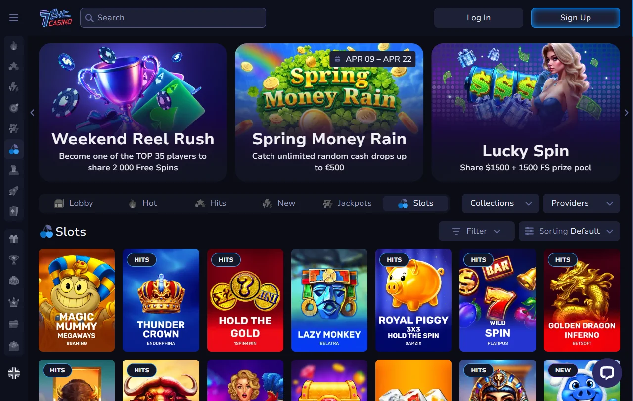 Vista general de 7Bit Casino con licencia de Curazao para jugadores en Chile