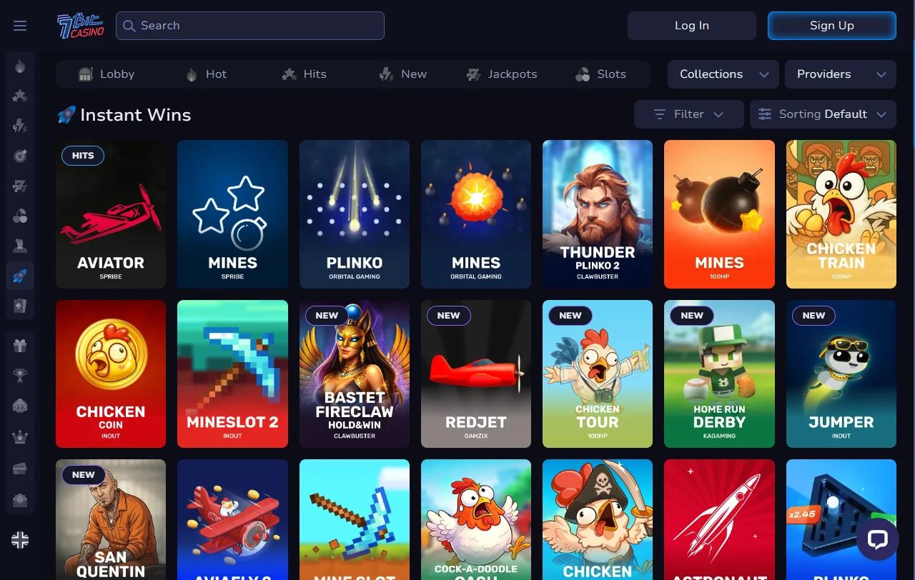 Catálogo de 7Bit Casino con más de 7.000 juegos de Evolution y BGaming