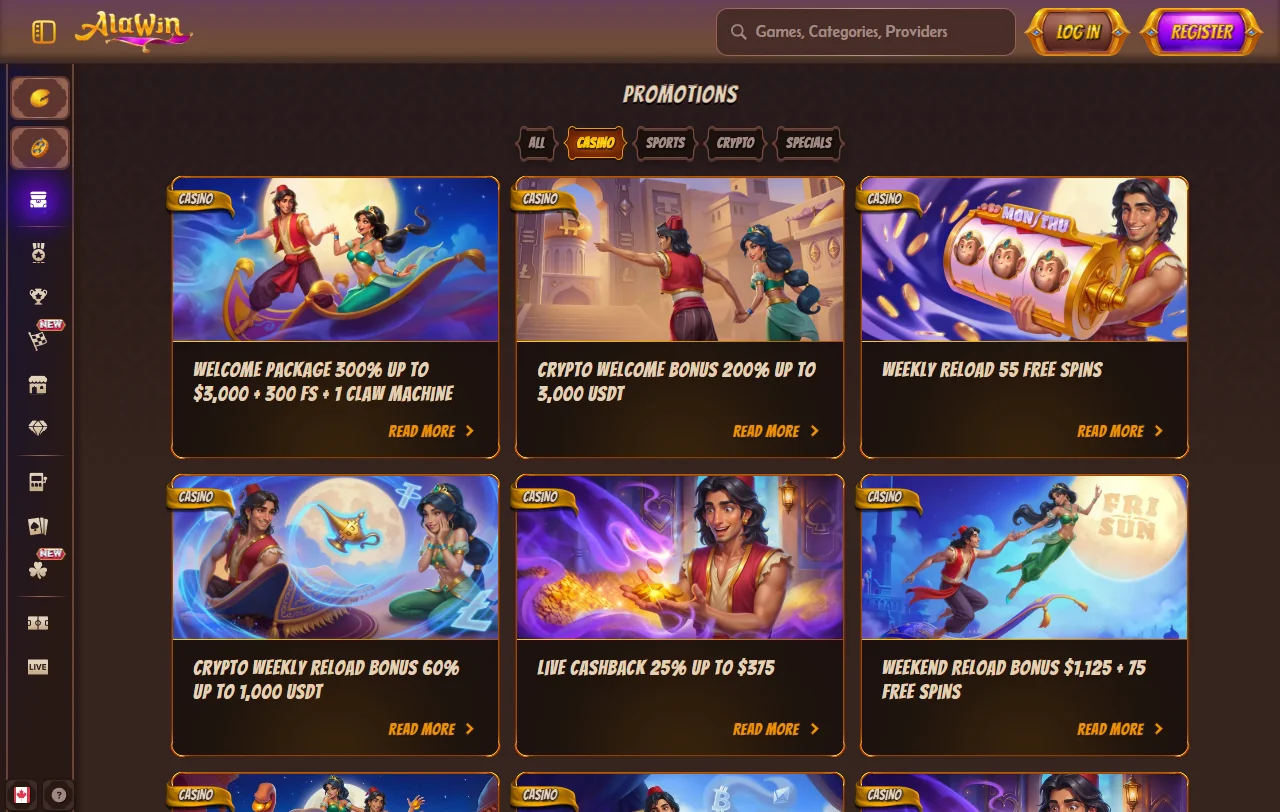 Lobby de juegos de Alawin con tragamonedas de Pragmatic Play y Hacksaw Gaming