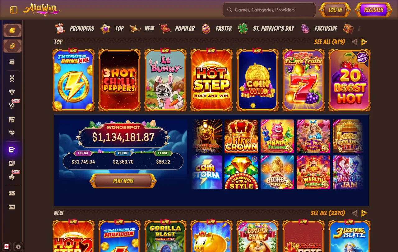 Paquete de bienvenida de Alawin con 300% en tres depósitos y free spins