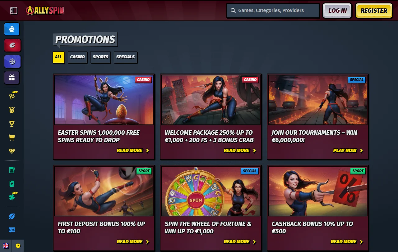 Paquete de bienvenida de Allyspin Casino en pesos chilenos