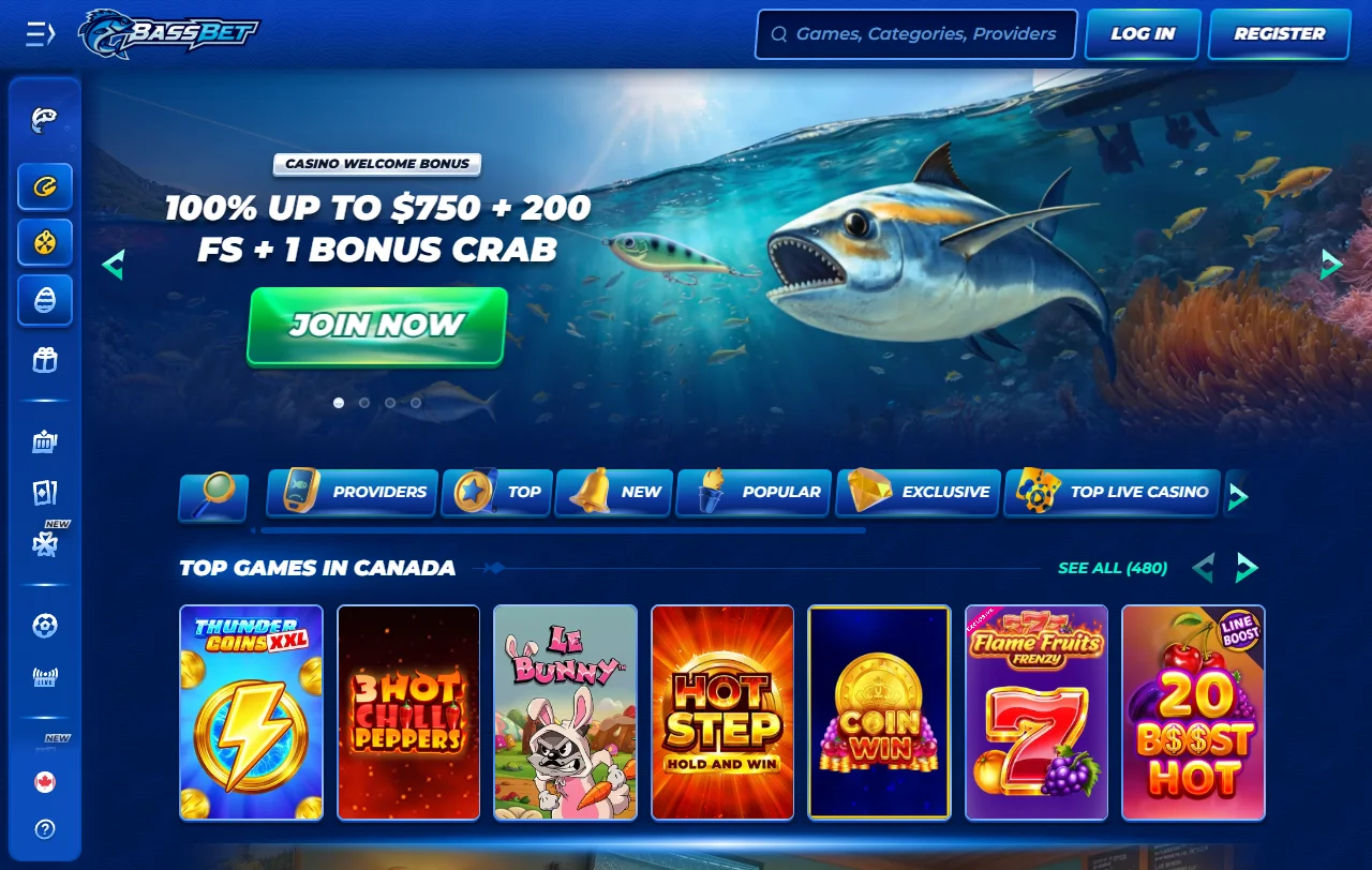 Vista general de BassBet Casino con casino y apuestas deportivas en una cuenta