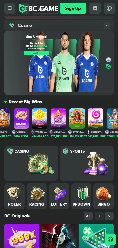 App de BC Game Casino para iOS y Android con el mismo catálogo