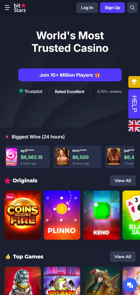 BitStarz abierto como aplicación web progresiva en un teléfono Android