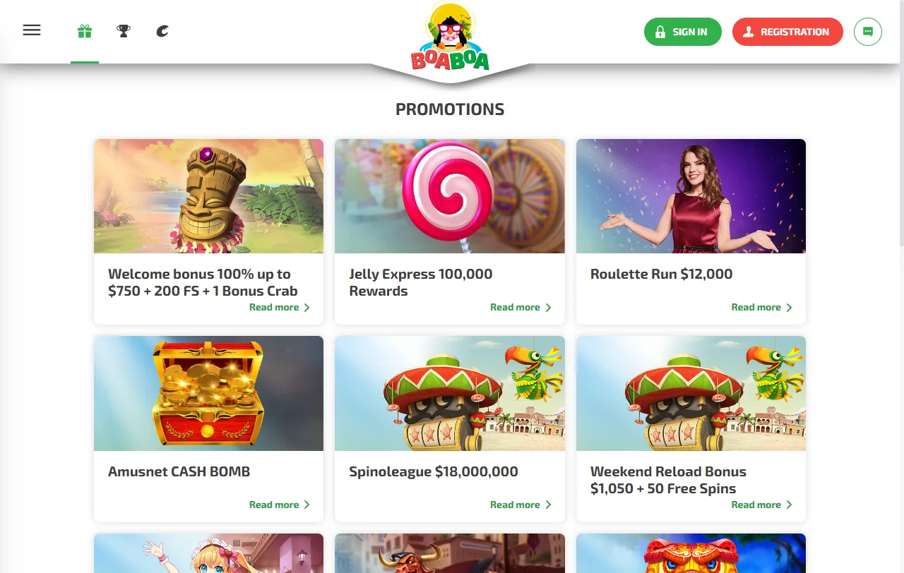 Catálogo de tragamonedas de BoaBoa Casino con títulos de Pragmatic Play y Hacksaw Gaming