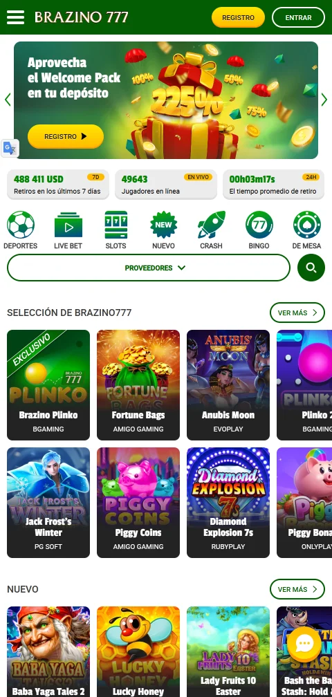 Brazino777 Casino en el celular mediante app Android y navegador en iPhone