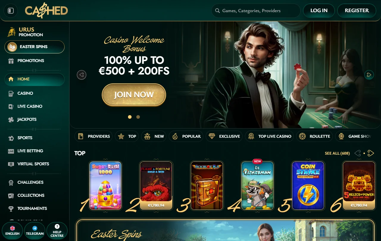 Vista general de Cashed Casino para jugadores de Chile con cuenta en pesos