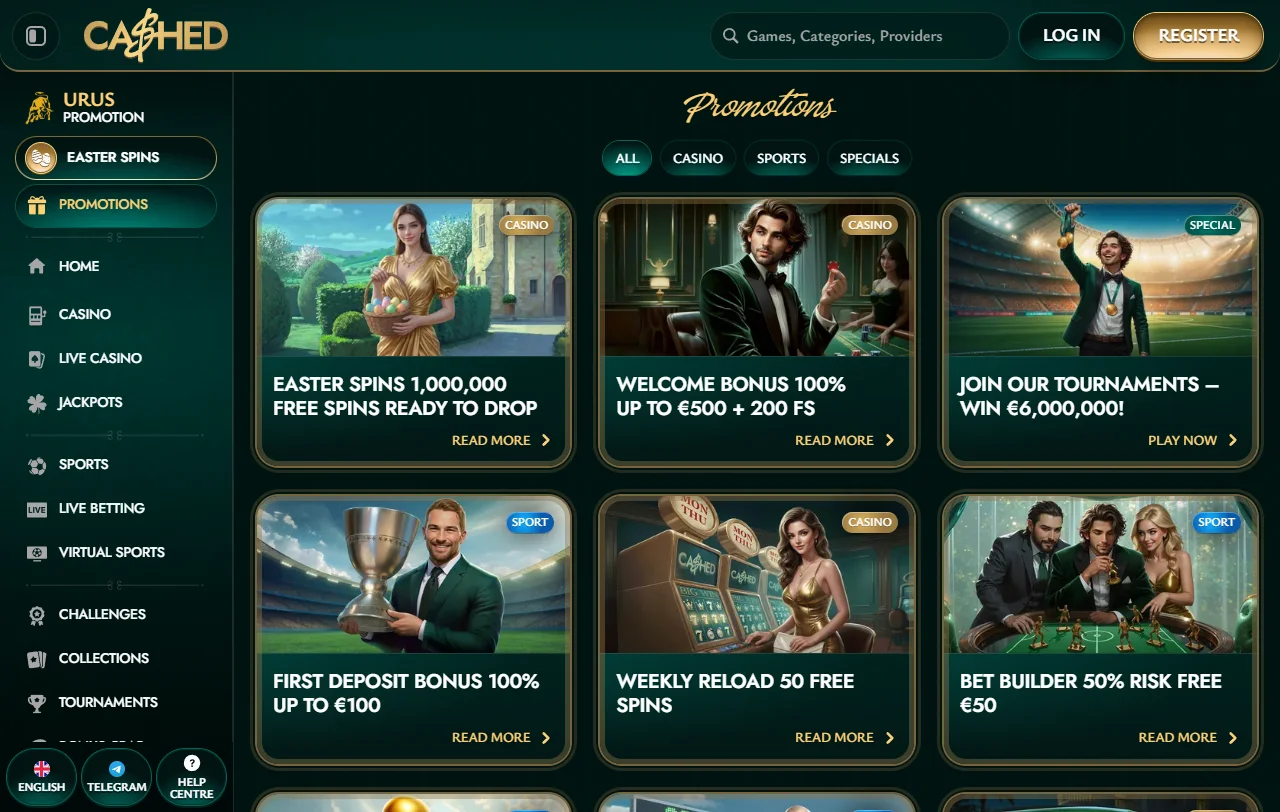 Catálogo de juegos de Cashed Casino con tragamonedas de Pragmatic Play y Play