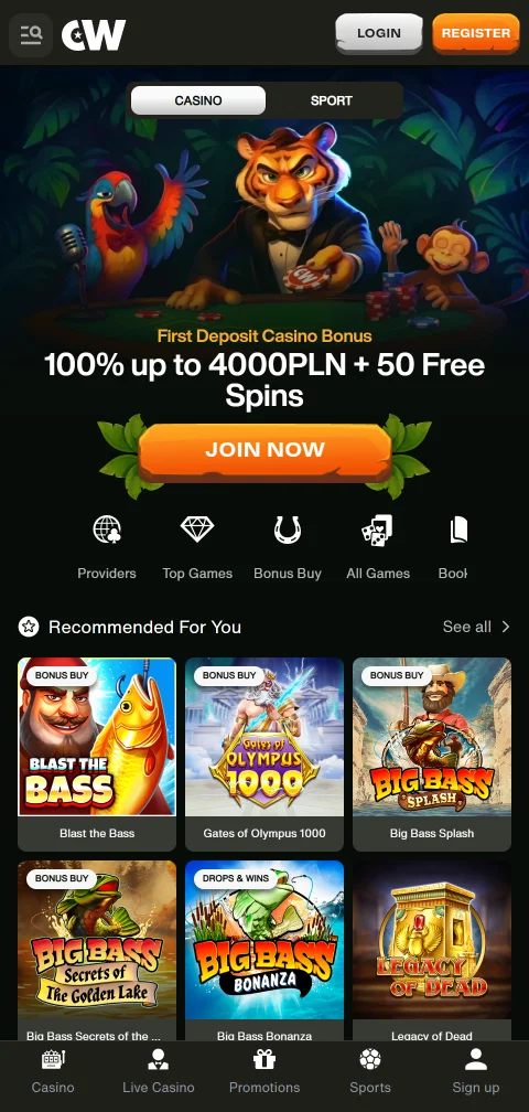 CashWin Casino en el celular como web móvil y Progressive Web App