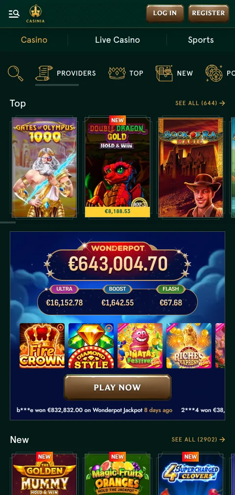 Información de licencia y seguridad SSL de Casinia en versión móvil
