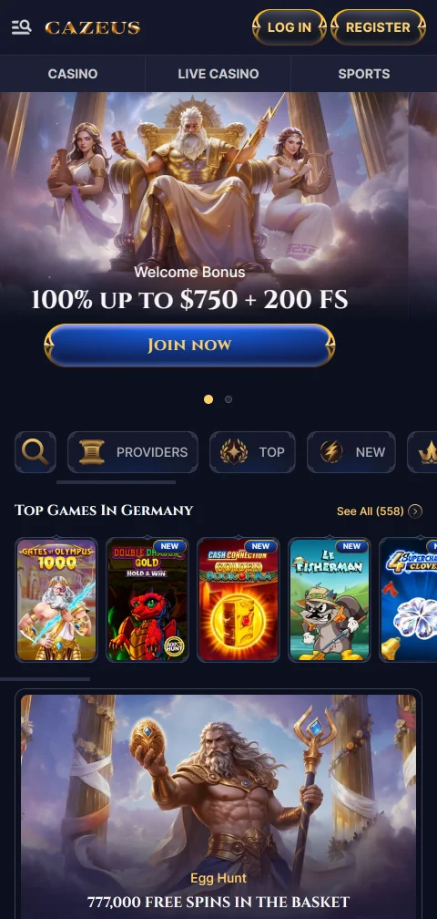 Cazeus Casino abierto en el navegador del celular como web instalable