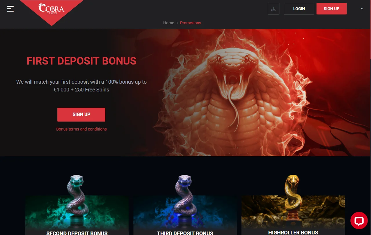 Lobby de juegos de Cobra Casino con tragamonedas de Pragmatic Play, Hacksaw Gaming y BGaming