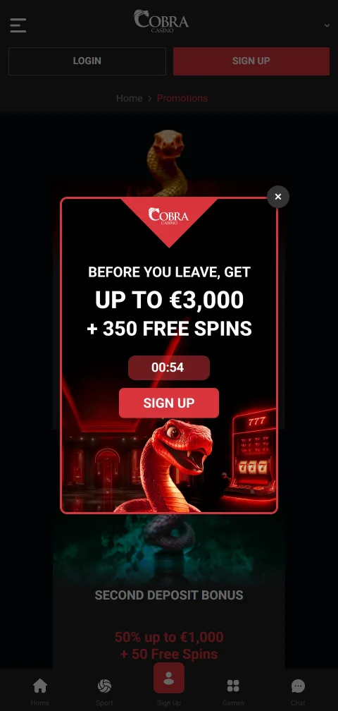 Caja de Cobra Casino en el celular con depósitos por tarjeta, billeteras electrónicas y cripto