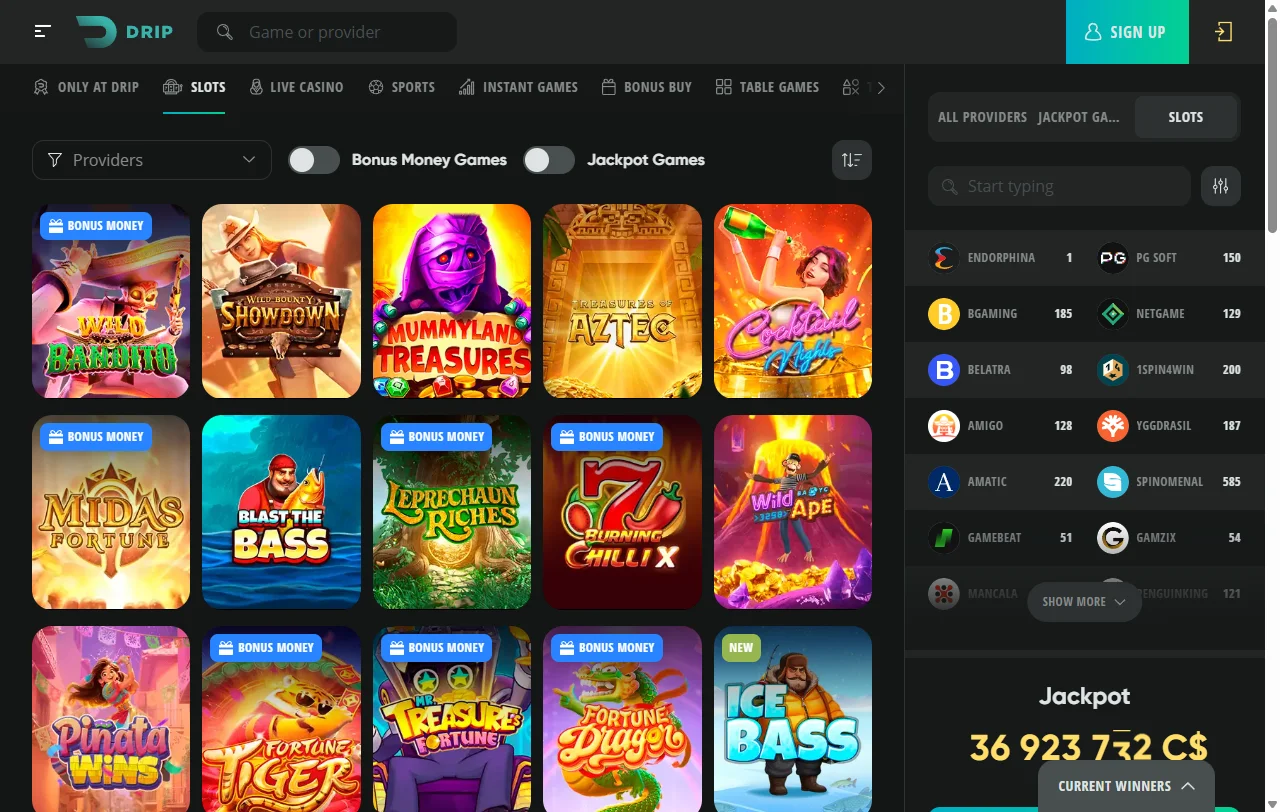Portada de Drip Casino con su oferta para jugadores en Chile