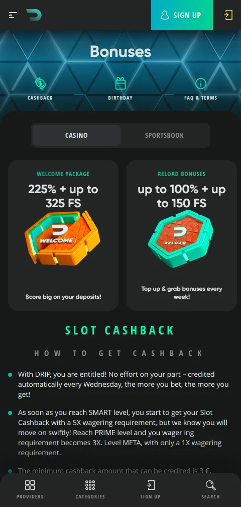 Licencia de Curazao y herramientas de seguridad de Drip Casino en móvil