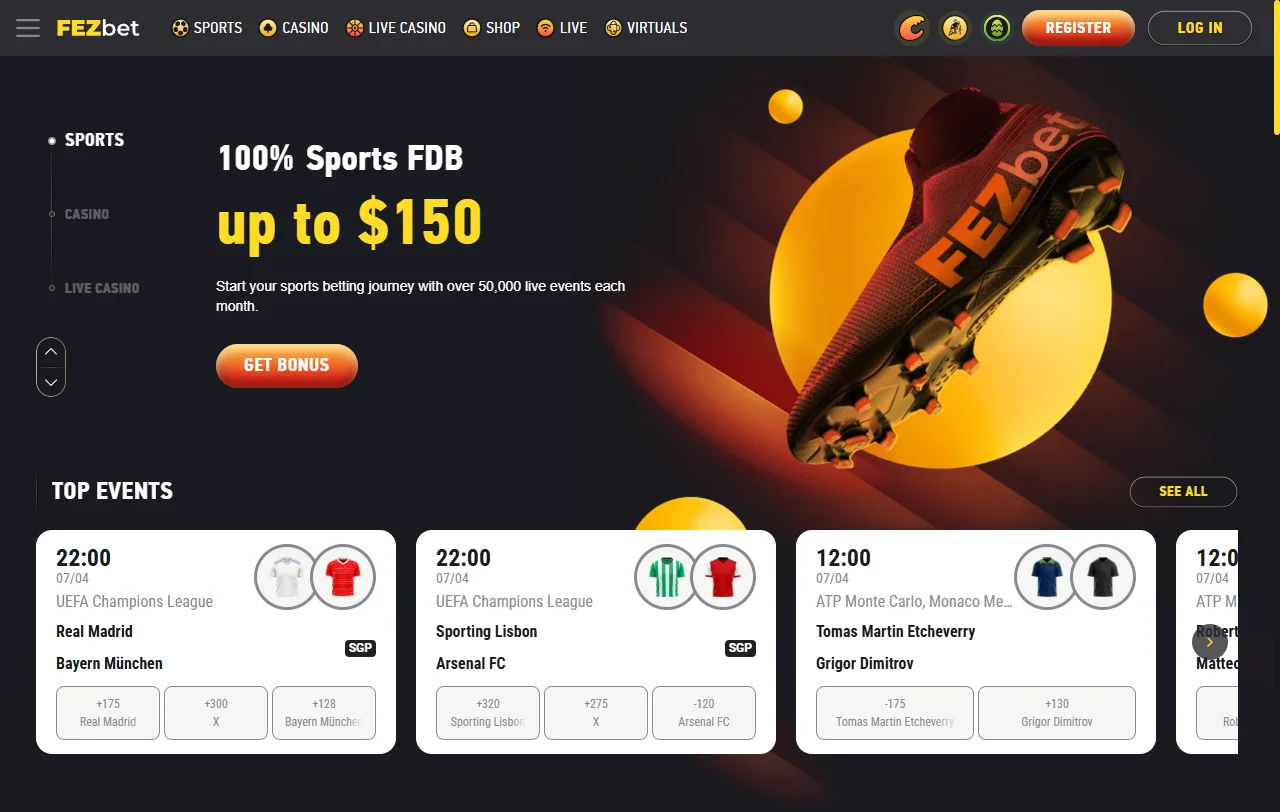 Vista general de FezBet casino con casino y sportsbook en pesos chilenos