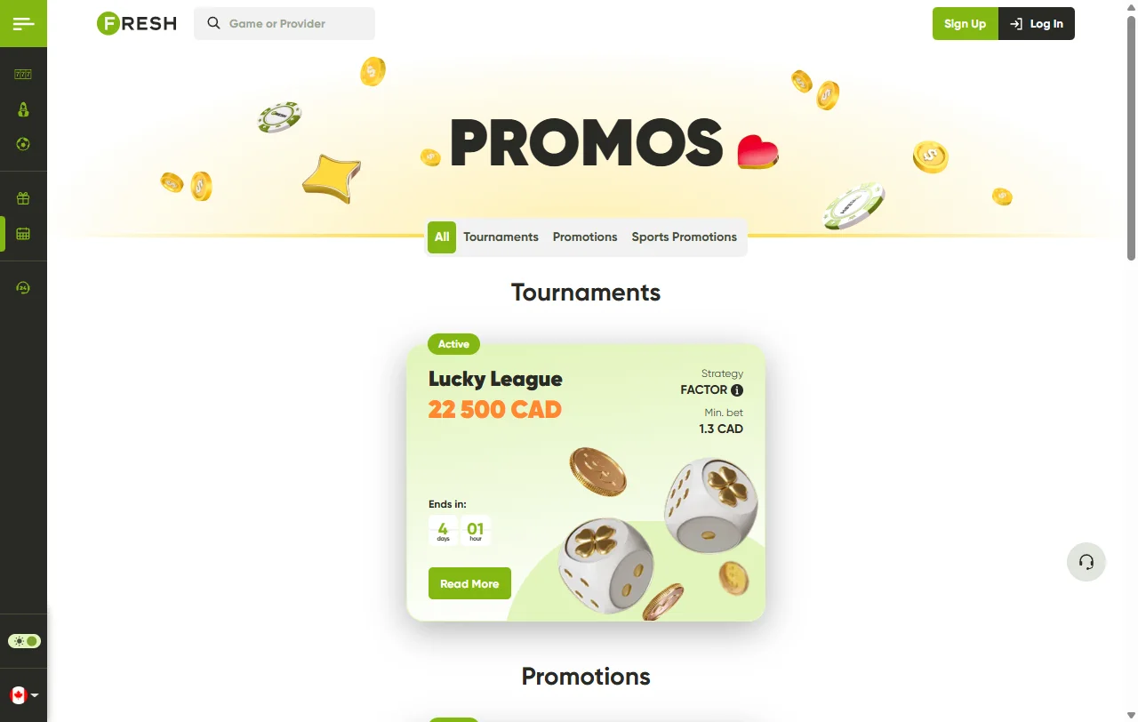 Catálogo de juegos de Fresh Casino con slots de Pragmatic Play y Hacksaw
