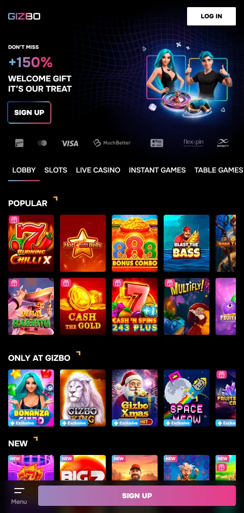 Gizbo Casino en el celular con su app para Android
