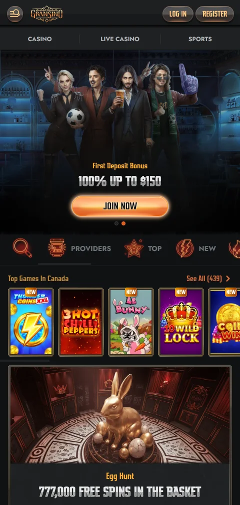 Gransino Casino en el navegador del celular sin app nativa
