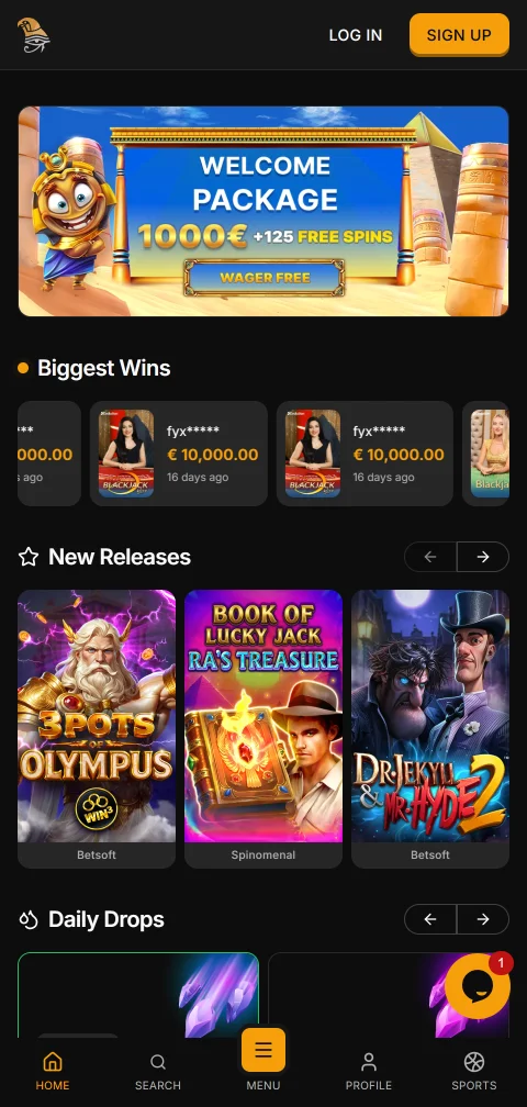 Horus Casino desde el navegador del celular con diseño responsive