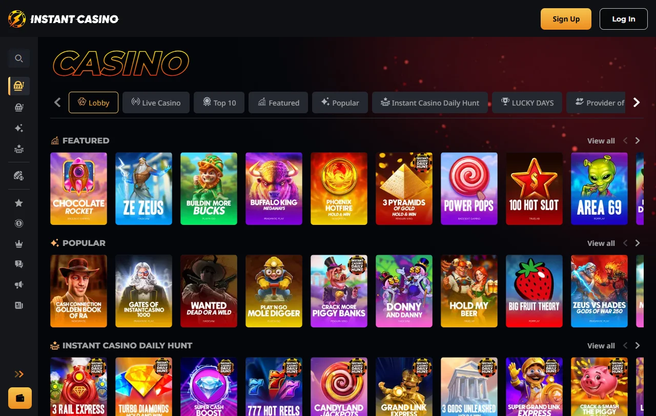 Bono de bienvenida de Instant Casino: 200 % hasta €7.500 con wagering 35x