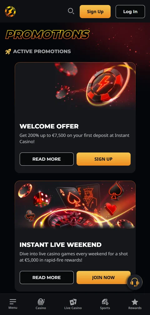 Cajero de Instant Casino para Chile con Visa, Mastercard y criptomonedas en euros