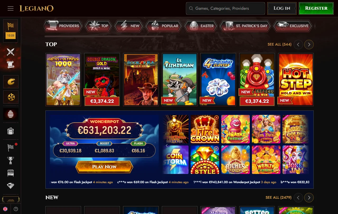 Bono de bienvenida de Legiano Casino de 100 % hasta $425.000 CLP