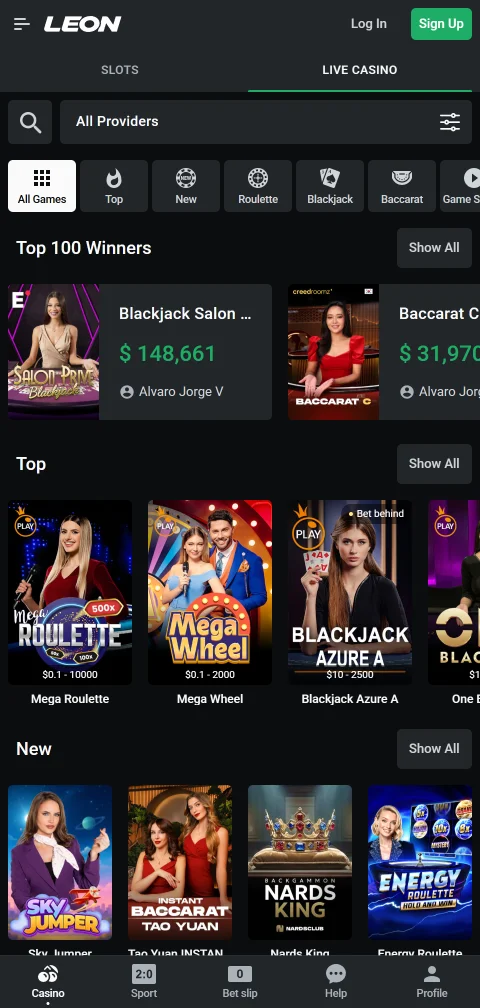 Leon Casino en el celular con app APK para Android