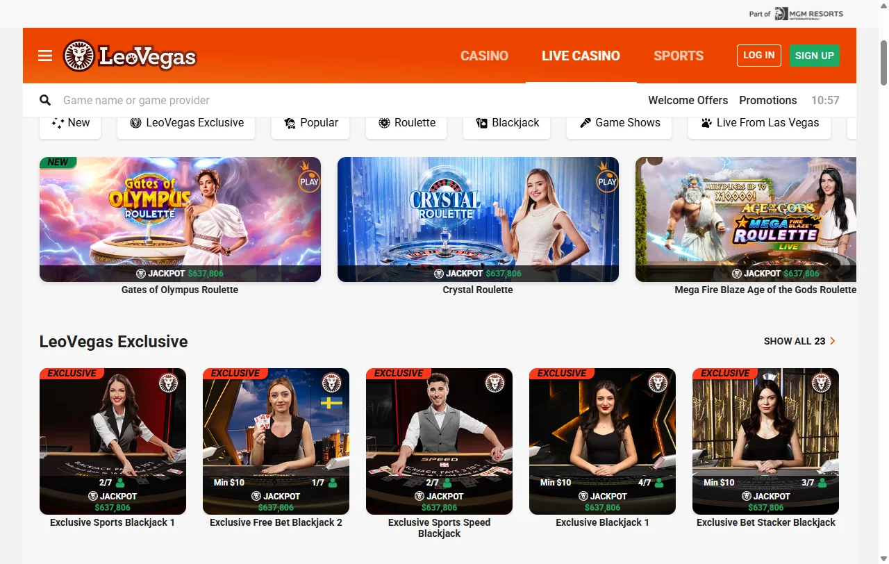 Promociones de LeoVegas Casino con el bote LeoJackpot y giros ligados a juegos específicos