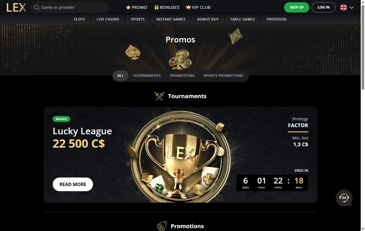 Bono de bienvenida de Lex Casino repartido en tres depósitos con 400 free spins