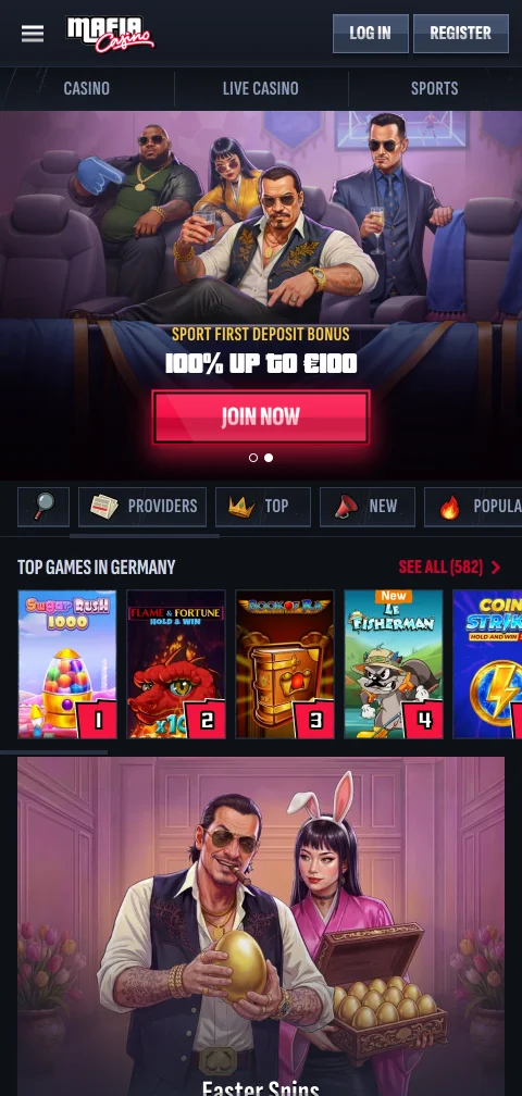 Mafia Casino desde el celular en versión web HTML5 sin aplicación nativa