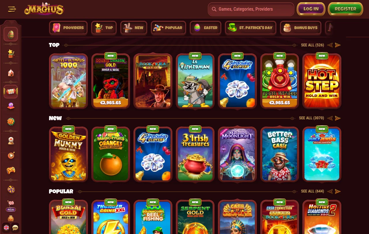 Bono de bienvenida de Magius Casino con 200 giros gratis y Bonus Crab