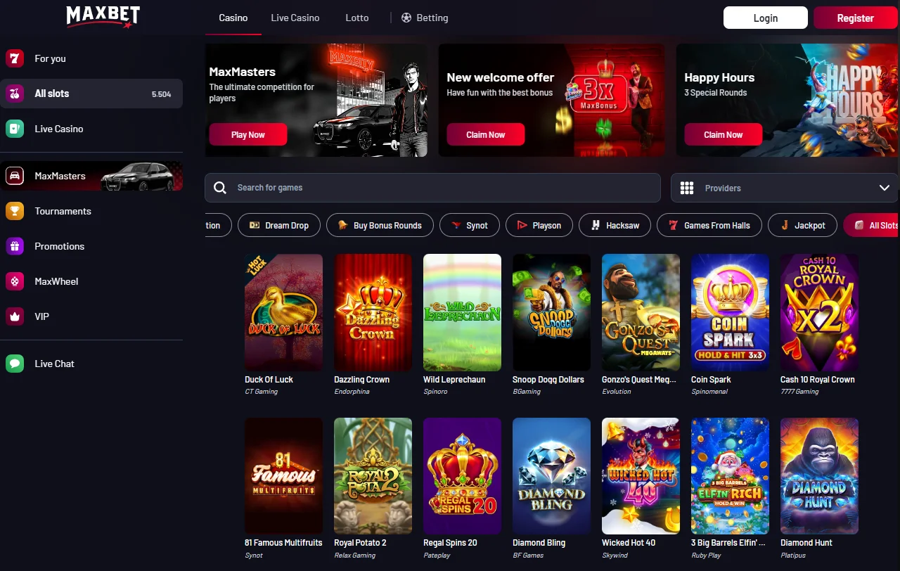 Promociones de Maxbet Casino y condiciones de rollover del bono de bienvenida