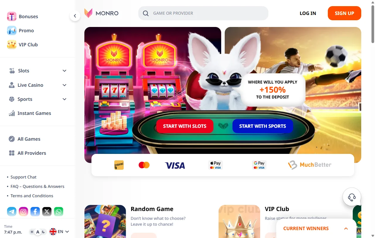 Monro Casino en Chile, plataforma de GALAKTIKA N.V. con licencia de Curazao