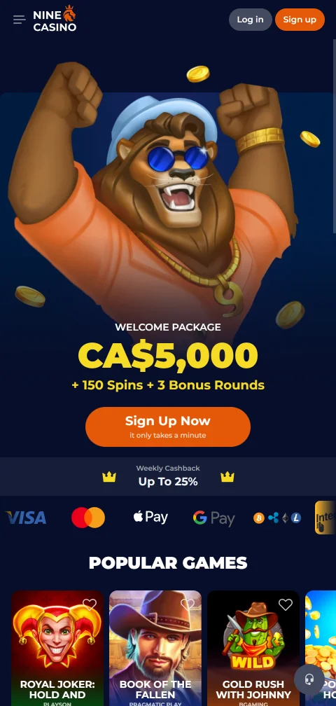 Nine casino como aplicación web progresiva en celulares Android e iOS