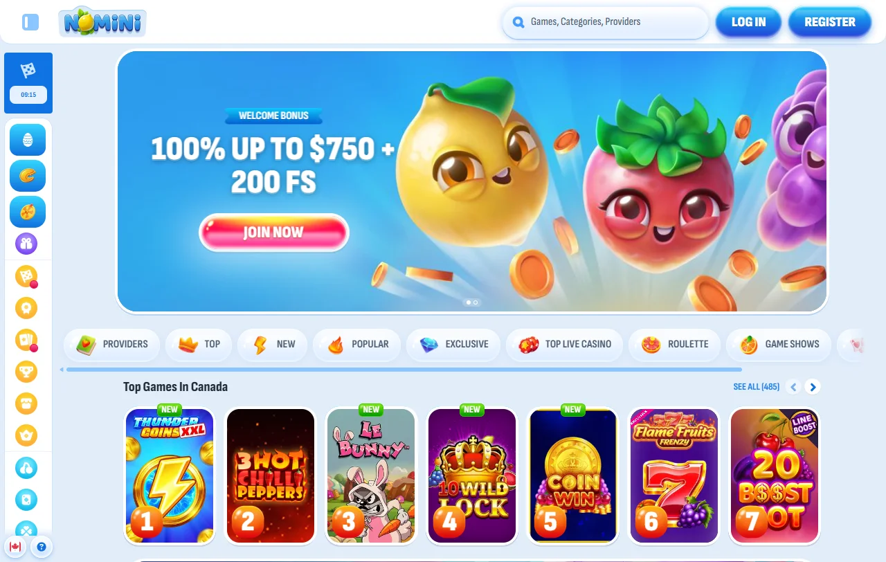 Vista general de Nomini Casino y su propuesta para jugadores chilenos