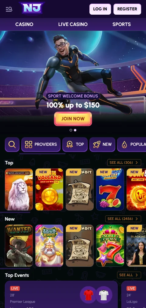 Novajackpot Casino en el celular mediante versión web y acceso directo instalable