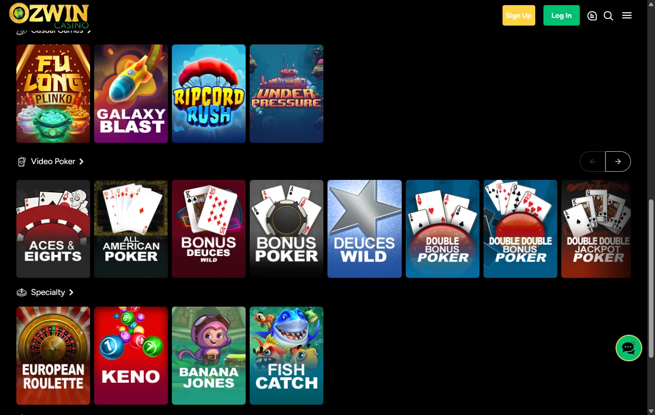Catálogo de tragamonedas de Real Time Gaming disponible en Ozwin Casino