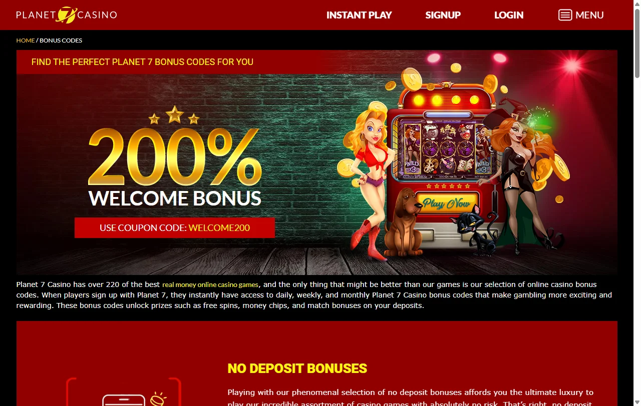 Bono de bienvenida del 200% de Planet 7 Casino y sus condiciones de rollover