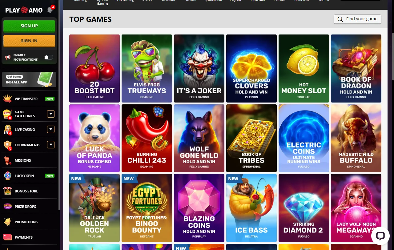 Tragamonedas Megaways y mesas en vivo de Evolution disponibles en PlayAmo Casino