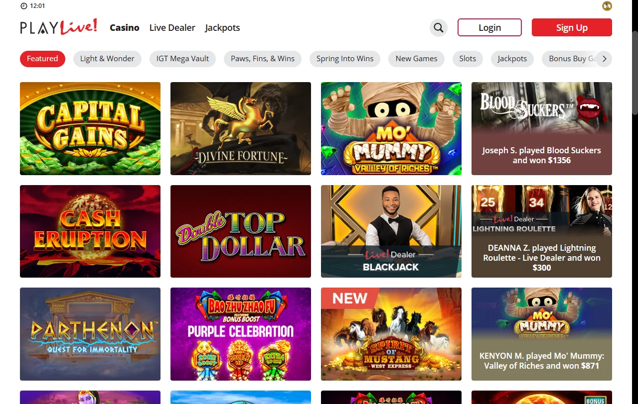 Bono de bienvenida de 250% y free spins en PlayLive Casino