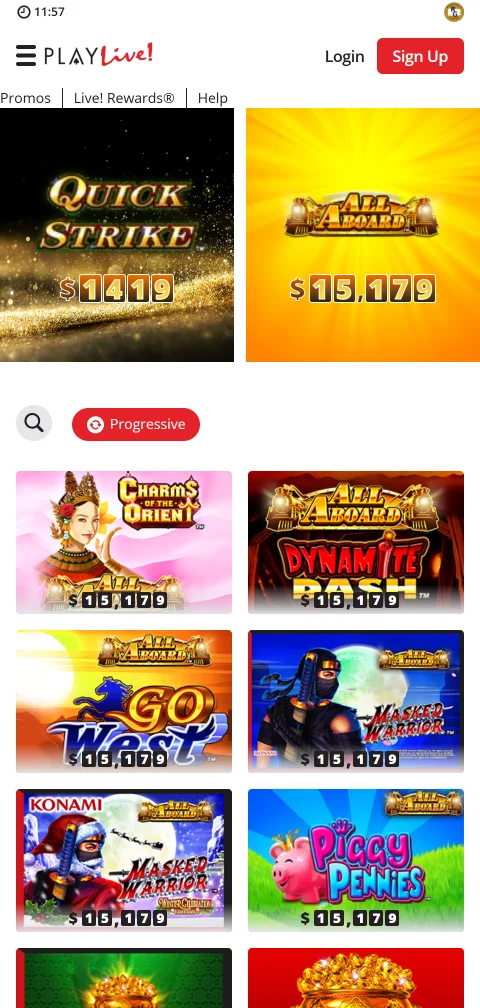 Versión web de PlayLive Casino abierta en el navegador del celular