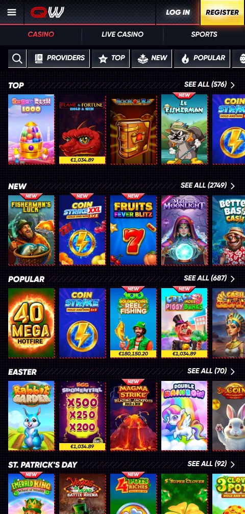 Cajero móvil de QuickWin Casino con depósitos por Webpay, MACH y criptomonedas