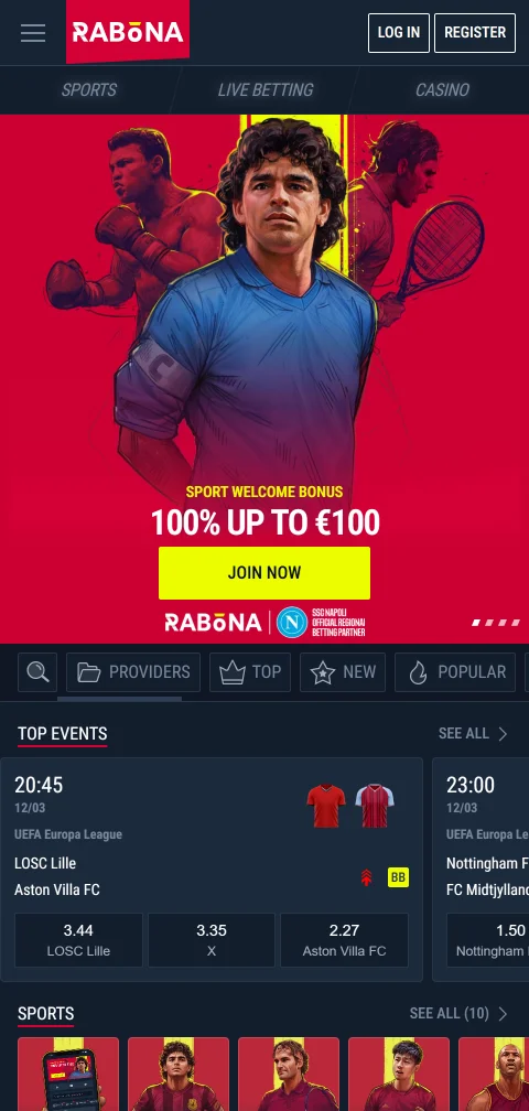 Rabona Casino desde el navegador del celular con acceso directo en Android e iOS