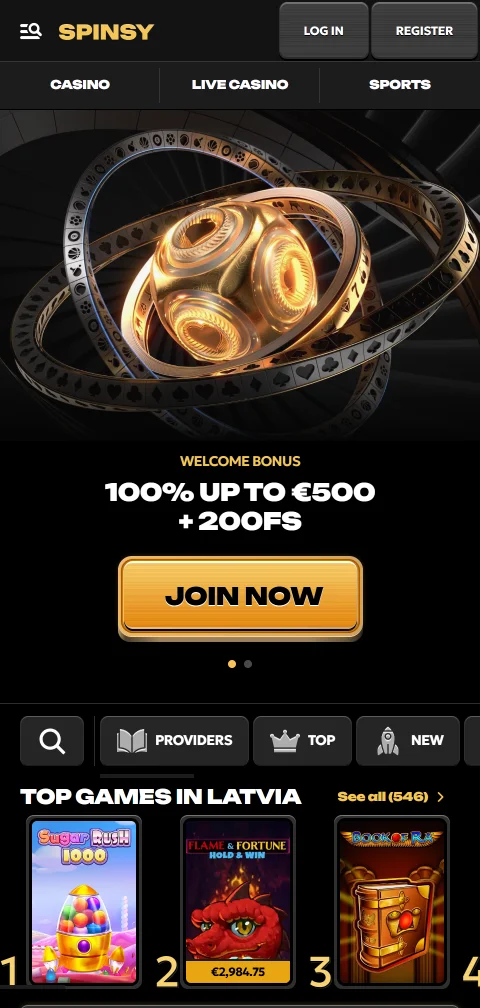 Spinsy Casino en el celular, versión web para iOS y Android sin app