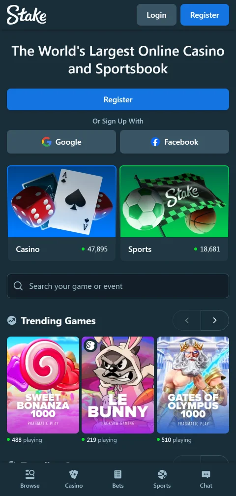 Stake Casino en el celular mediante app para iOS o PWA en Android