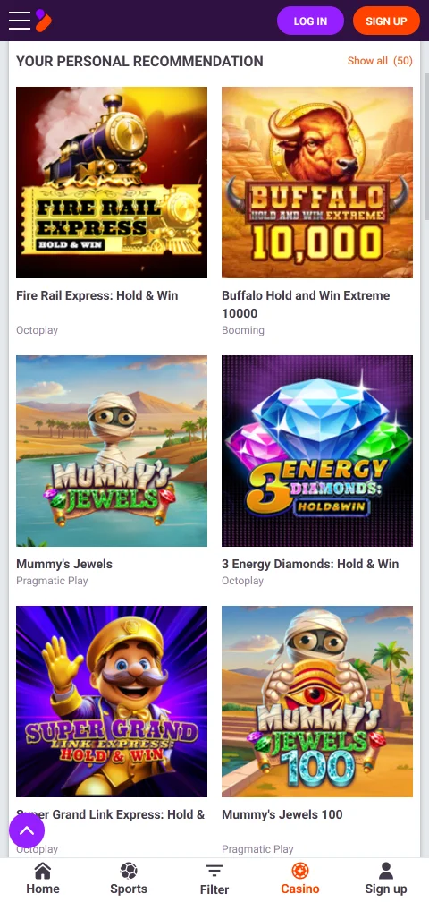 Cajero de Tonybet Casino en el celular con Webpay, Khipu y MACH