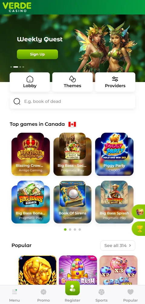 Verde Casino en el celular con acceso al lobby y al chat