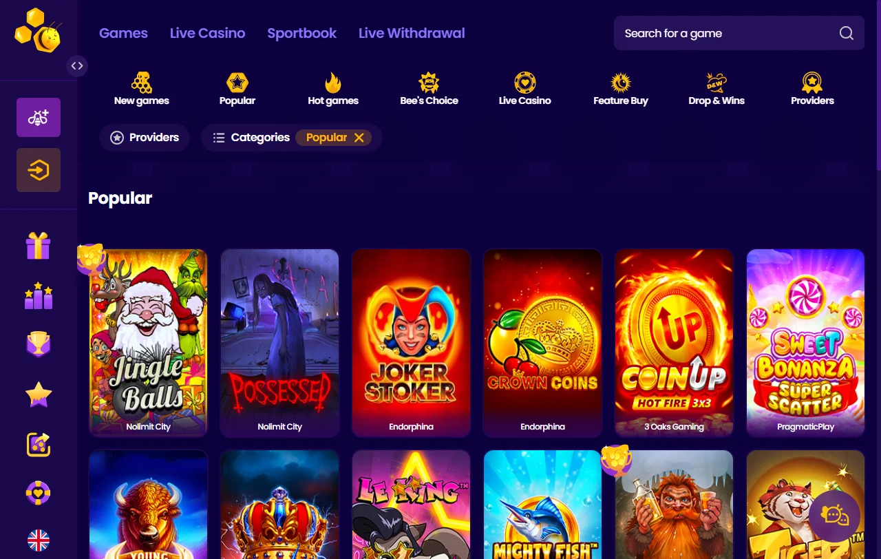 Wazbee Casino con más de 4.000 juegos de Pragmatic Play y Evolution